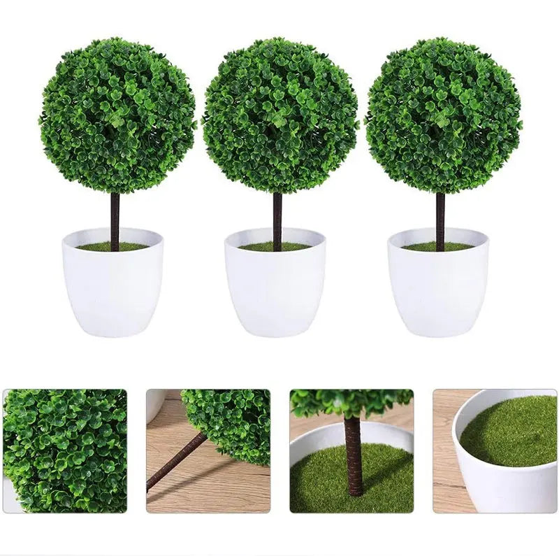 人工観葉植物・鉢植え・グリーン盆栽・スノーボール