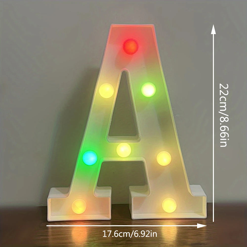 【LED装飾】LEDライト・デコレーションライト(アルファベット/数字)マルチカラー 22cm