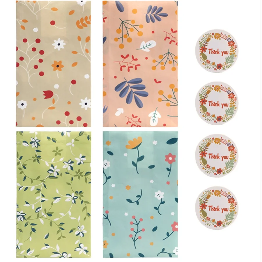 |ノベルティ用品 | シール付 ボタニカル柄紙袋 | 12x22x8c