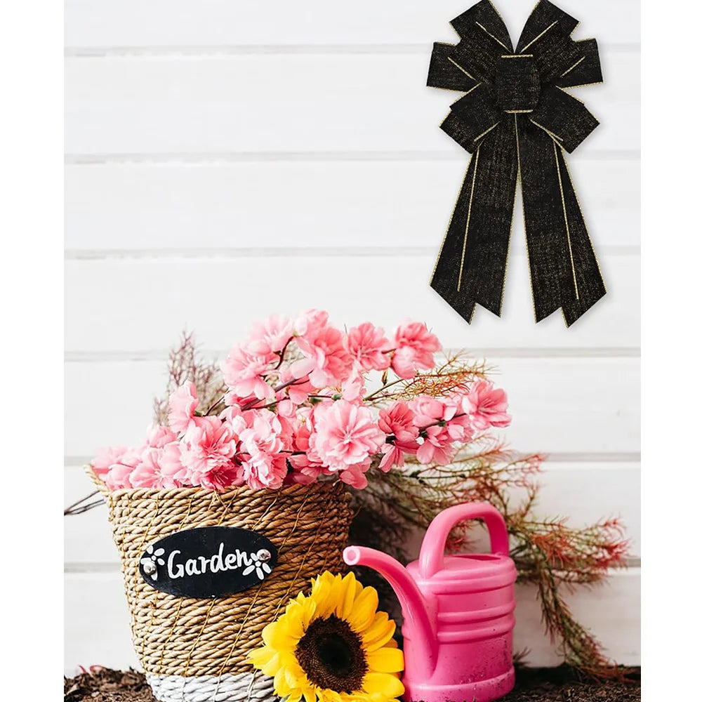 金縁ブラックベルベットリボン 2.5インチ×10ヤード