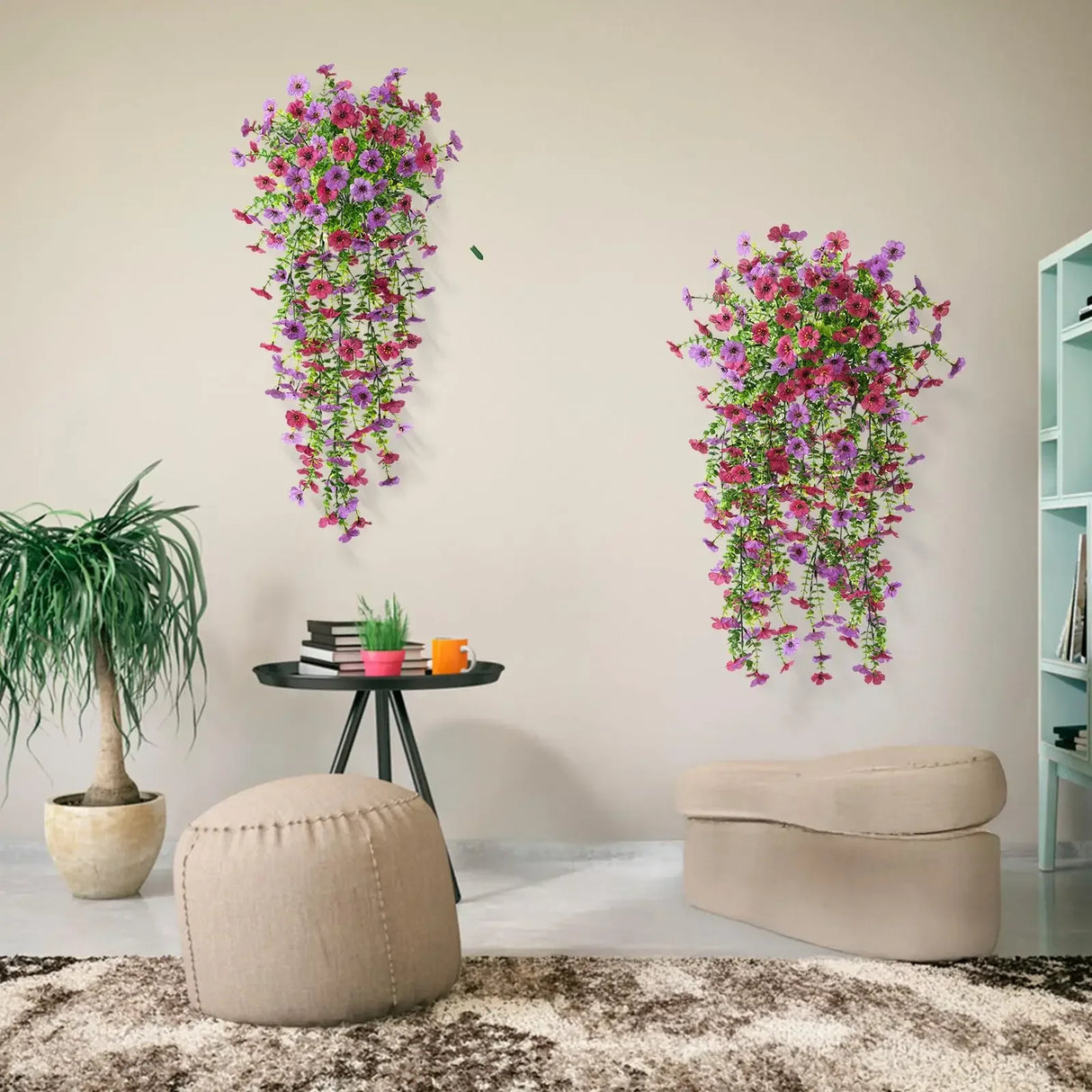 パーティー・インテリア装飾|造花ハンギングフラワー ガーランド2個セット(63cm)