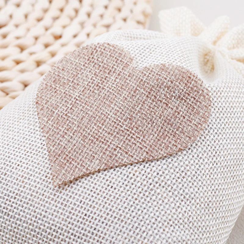 |イベント・ノベルティ用品 | 麻袋きんちゃく ハート付き 100個セット