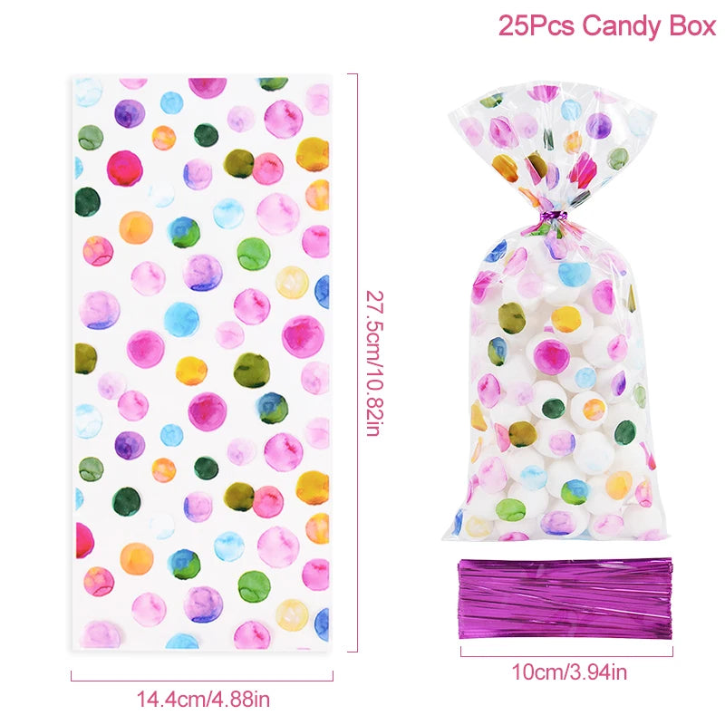 |イベント・ノベルティ用品 | レインボー水玉柄ギフトバッグ 25/50枚セット | W14.4×H27.5㎝