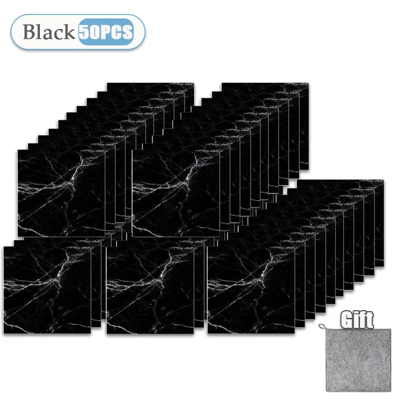 DIY用 マーブル柄タイル風 ステッカー 10枚入~50枚入 大容量