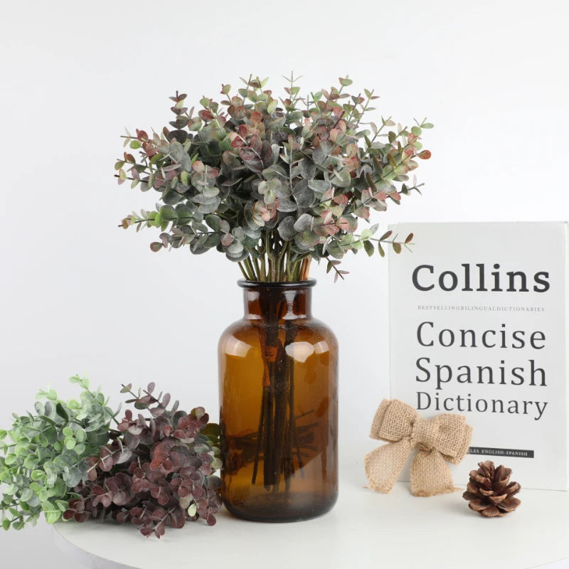 パーティー・インテリア装飾|フェイクグリーンユーカリの枝 6本セット(約37cm)