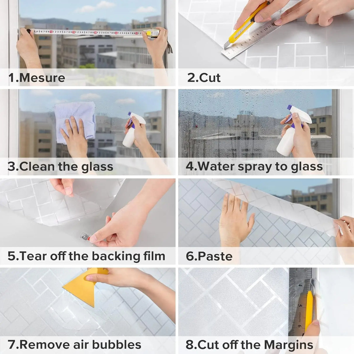 ウィンドウフィルム タイル柄(UVカット・静電気吸着タイプ)