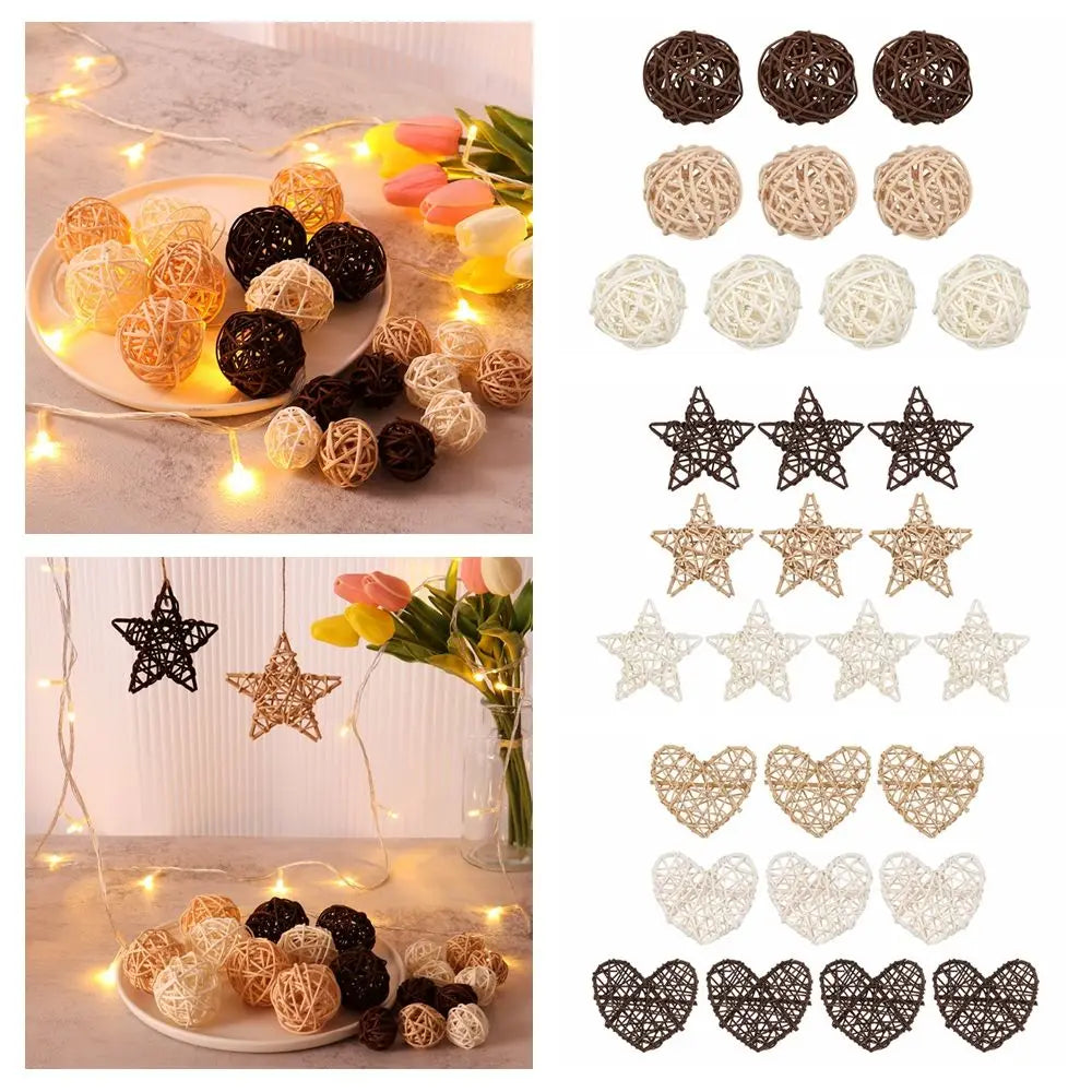 イベント・ハロウィングッズ|木製ラタンオーナメントセット10個入り