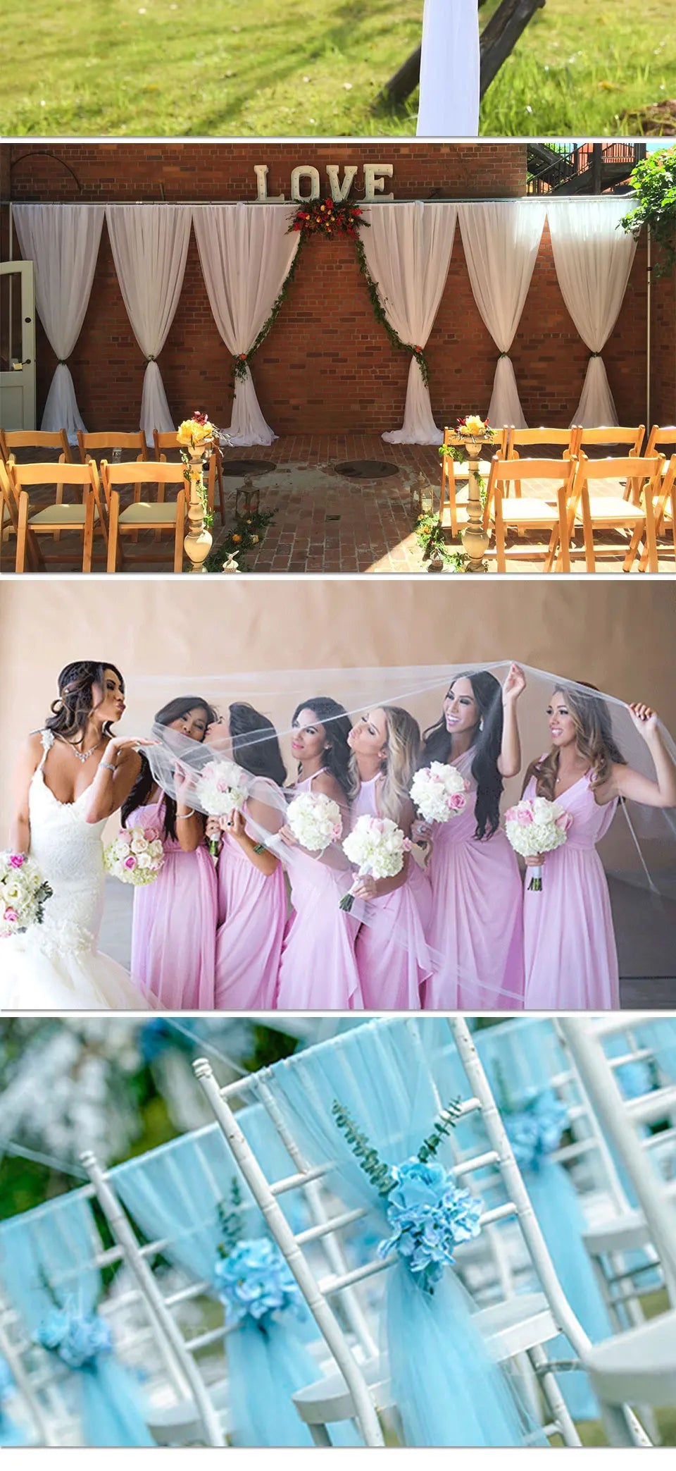 パーティー・インテリア装飾 シフォン素材カーテン 5M/10M 透明感