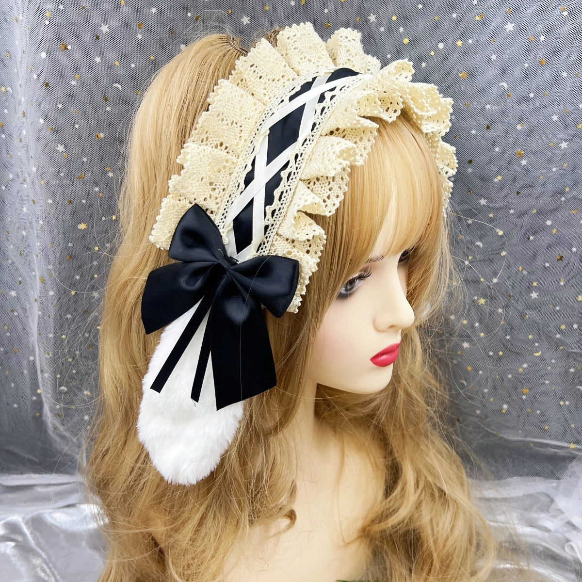 イベント・ハロウィングッズ|ウサギ耳ロリータ風ヘッドドレス