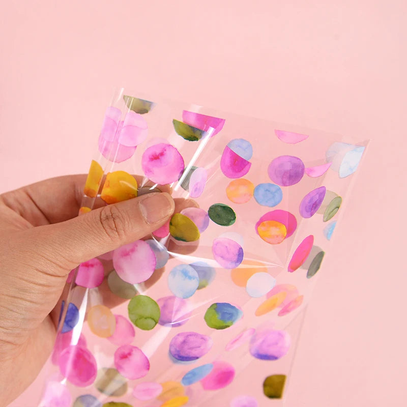 |イベント・ノベルティ用品 | レインボー水玉柄ギフトバッグ 25/50枚セット | W14.4×H27.5㎝