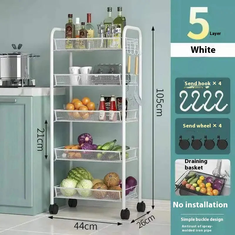 多機能キャスター付きキッチントロリーラック