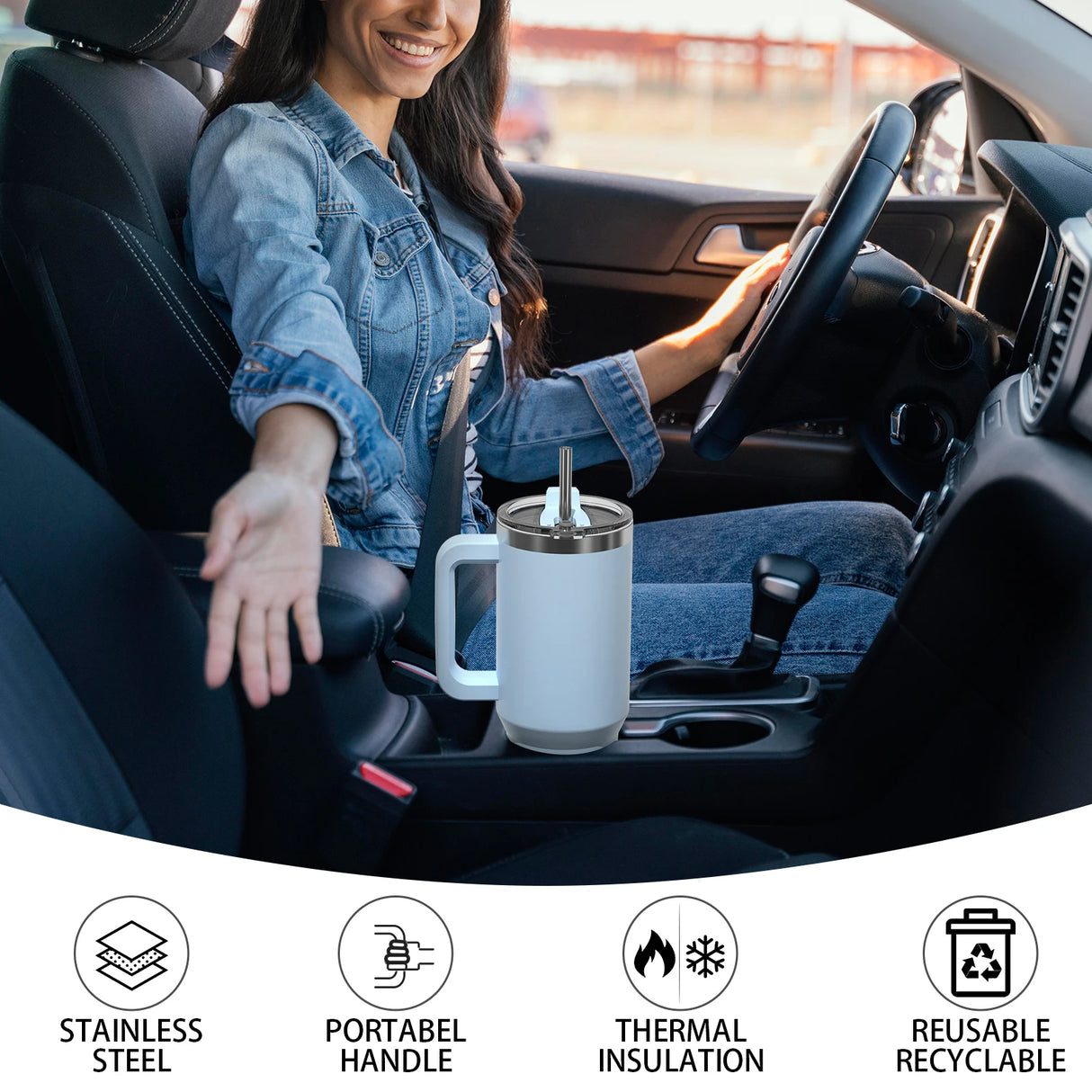 |イベント・ノベルティ用品 | 大容量断熱ストロー付タンブラー | 891ml | 1182ml