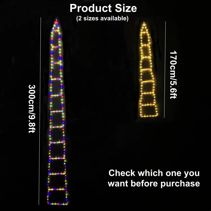 イベント・パーティー装飾|LEDクリスマス装飾セット はしご&サンタ(1.7M)