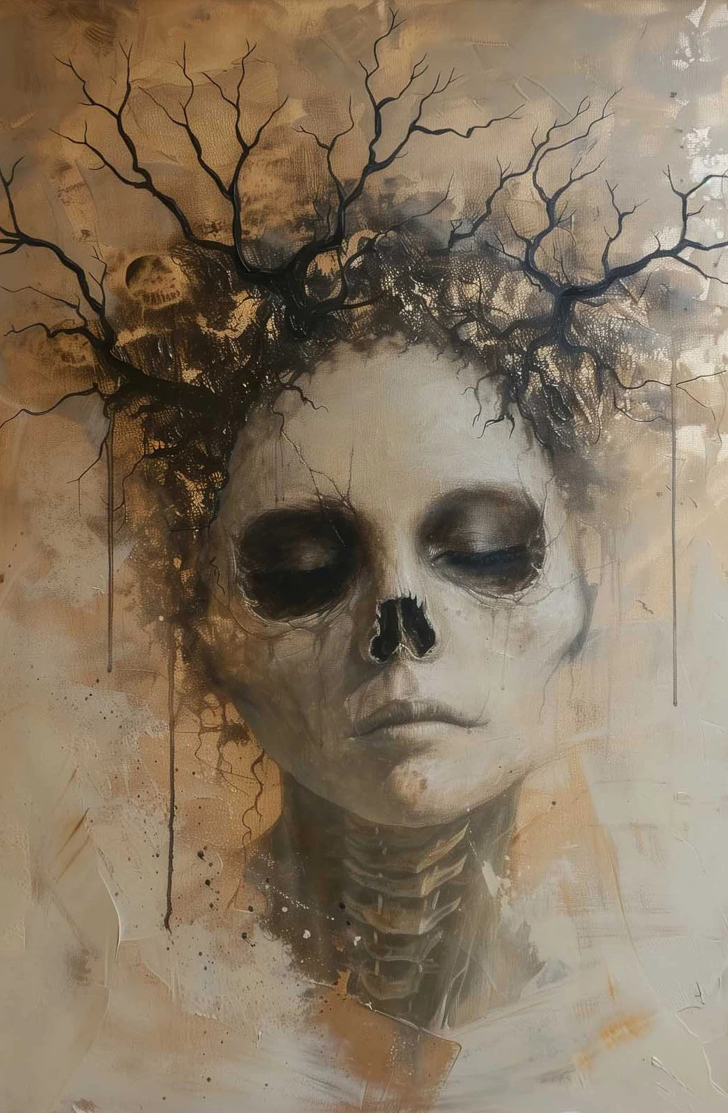 イベント・ハロウィングッズ|不気味な抽象スケルトンキャンバスアート