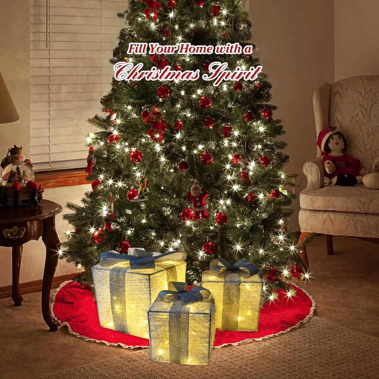 モチーフライト|イベント・クリスマス装飾|ギフトボックス型LEDライト(3個セット)