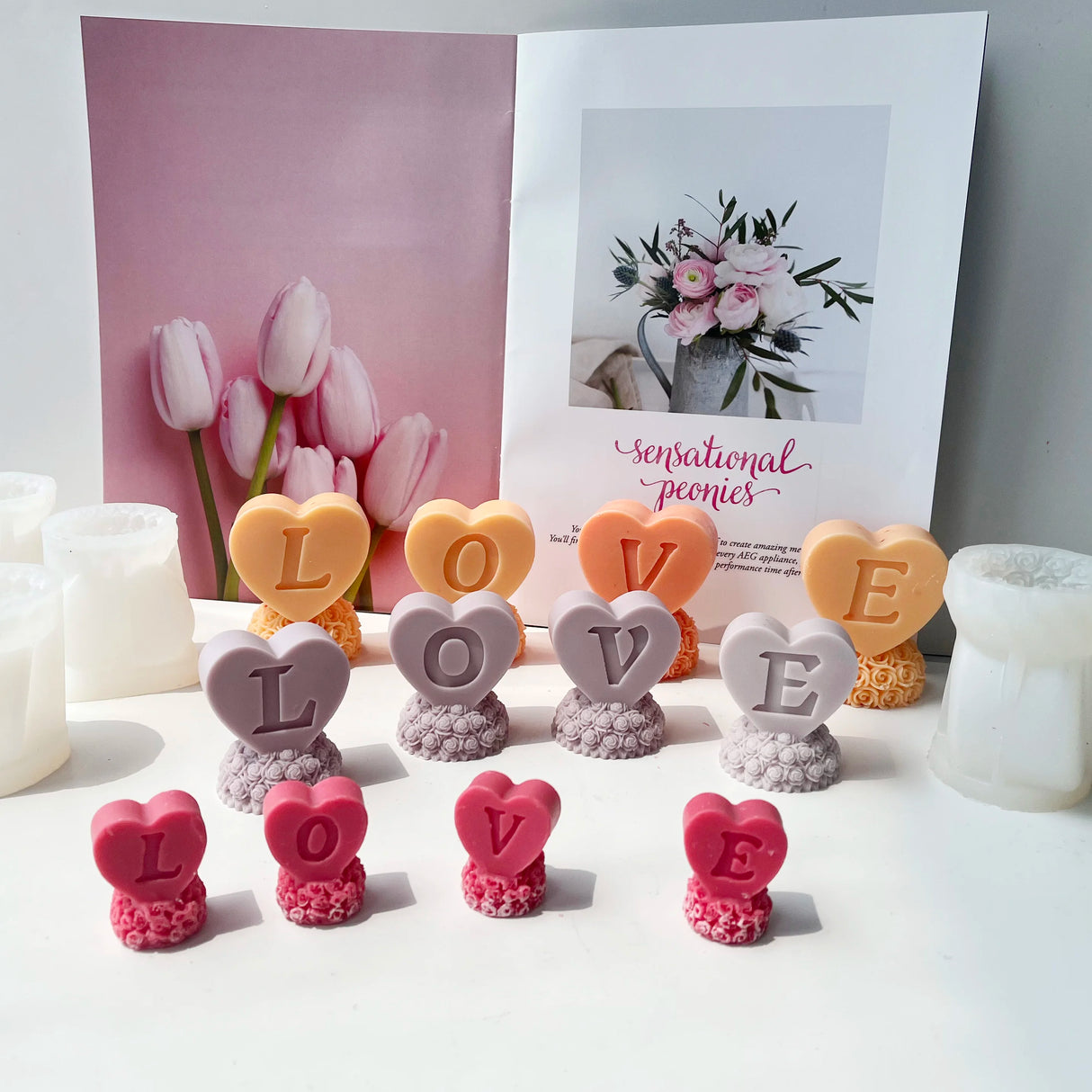 クラフト・DIY用|ハンドメイドキャンドル用 ローズハート型