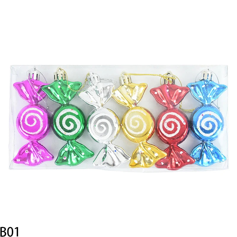 【クリスマス・インテリア用装飾】可愛い!キャンディー型オーナメントセット(6個入)