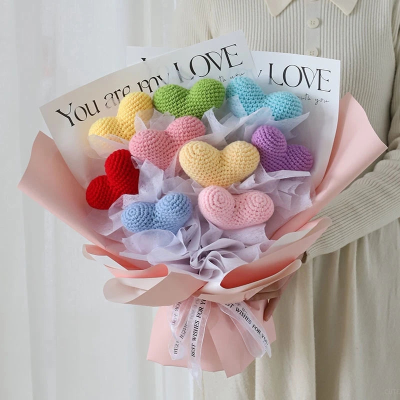 パーティー・インテリア装飾|アレンジメント用造花 かぎ針編みハート・チューリップ(40c)