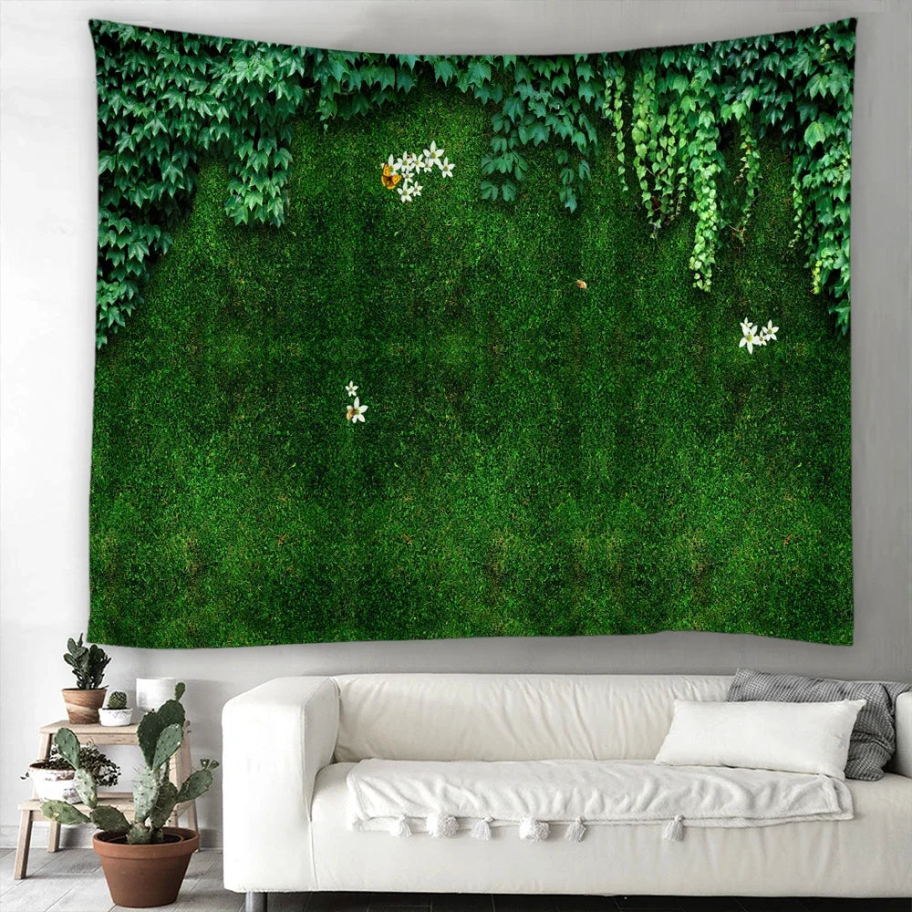 トロピカル植物草タペストリー花緑の植物壁掛け布ボヘミアンタペストリーアートホームデコレーションプリントカーペットヨガマット