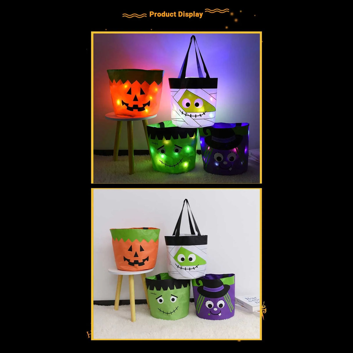 イベント・ハロウィングッズ|LEDライト付きハロウィントリックバスケット