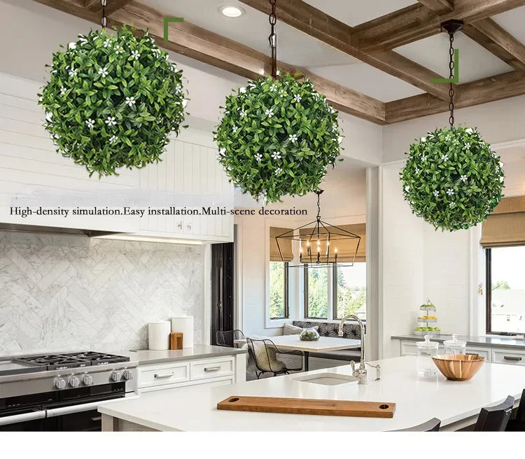 パーティー・ガーデン装飾|造花ボール型 フェイクグリーン装飾(直径20㎝)