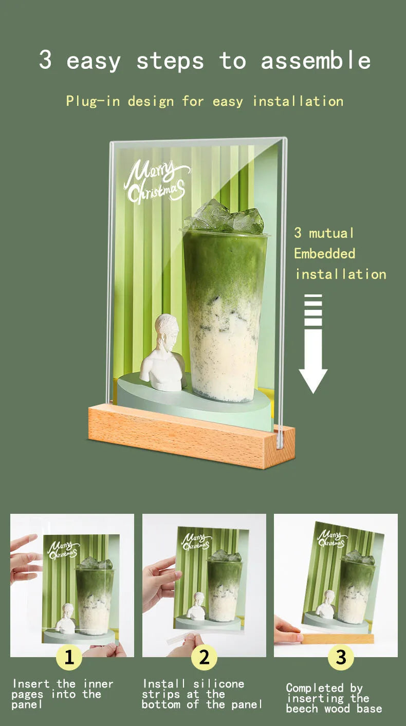 両面クリア卓上アクリルサインホルダー