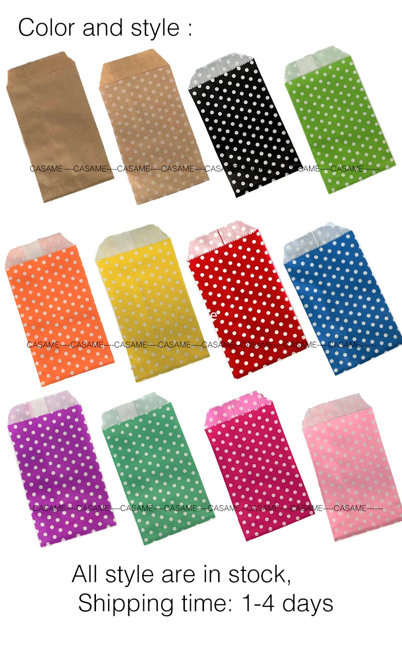 |ノベルティ用品 | ドット柄クラフトミニ紙袋 50枚入り | 8×15c