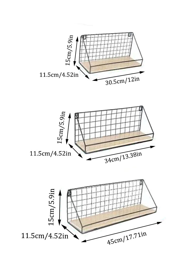 多機能アイアン壁掛け収納棚