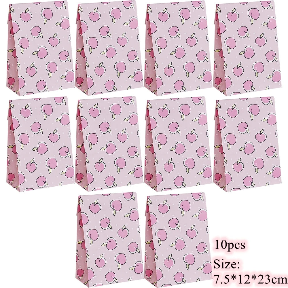 |ノベルティ用品 | フルーツ柄ギフトバッグ10個セット | W12×H23×D7.5c