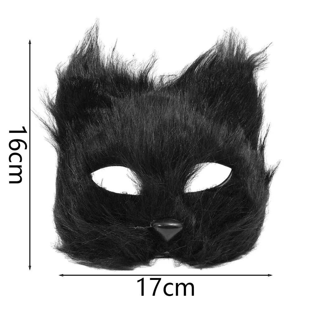 イベント・ハロウィングッズ|ファー素材キツネ型ハーフマスク