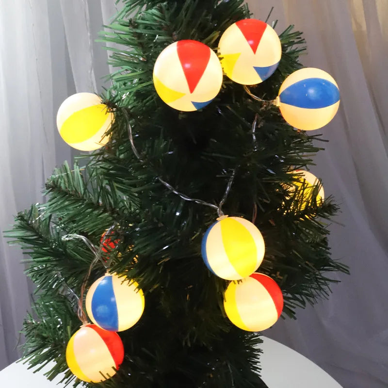 イベント・ハロウィン装飾|野球・サッカー・ビーチバレーボール型LEDストリングライト(1.5M/3M/6M)