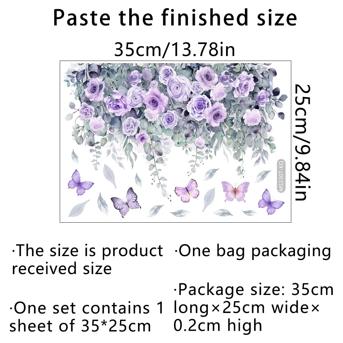 DIY用 水彩画花柄 壁紙風ステッカー 35×25c / 30×90c 美しいフラワー柄