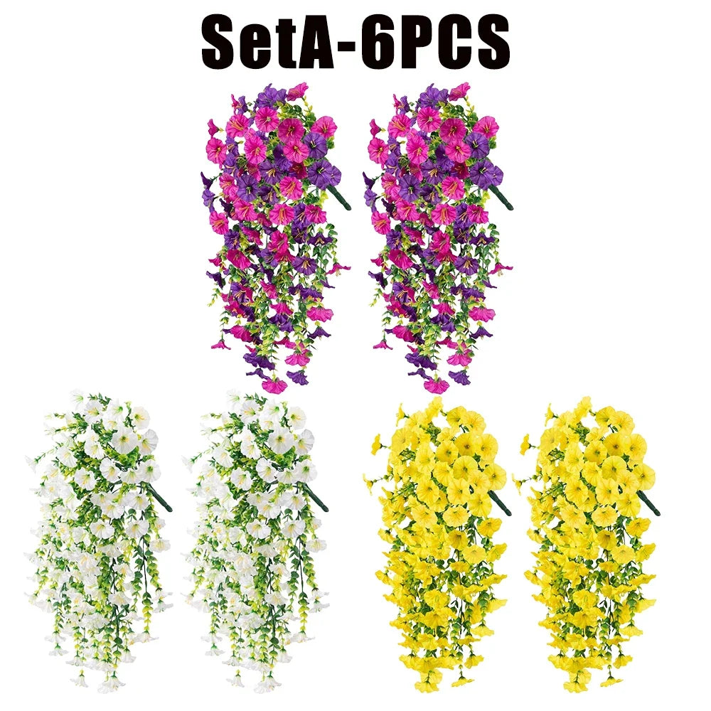 パーティー・ガーデン装飾 造花 ペチュニアフェイク植物 UV耐性 屋外装飾対応