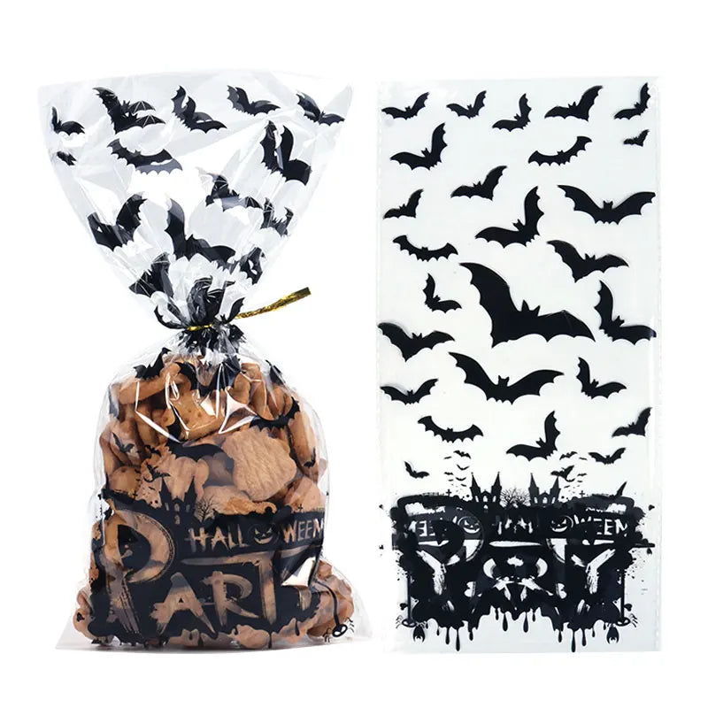 イベント・ハロウィングッズ|クモの巣柄 セロハンギフトバッグ 50個