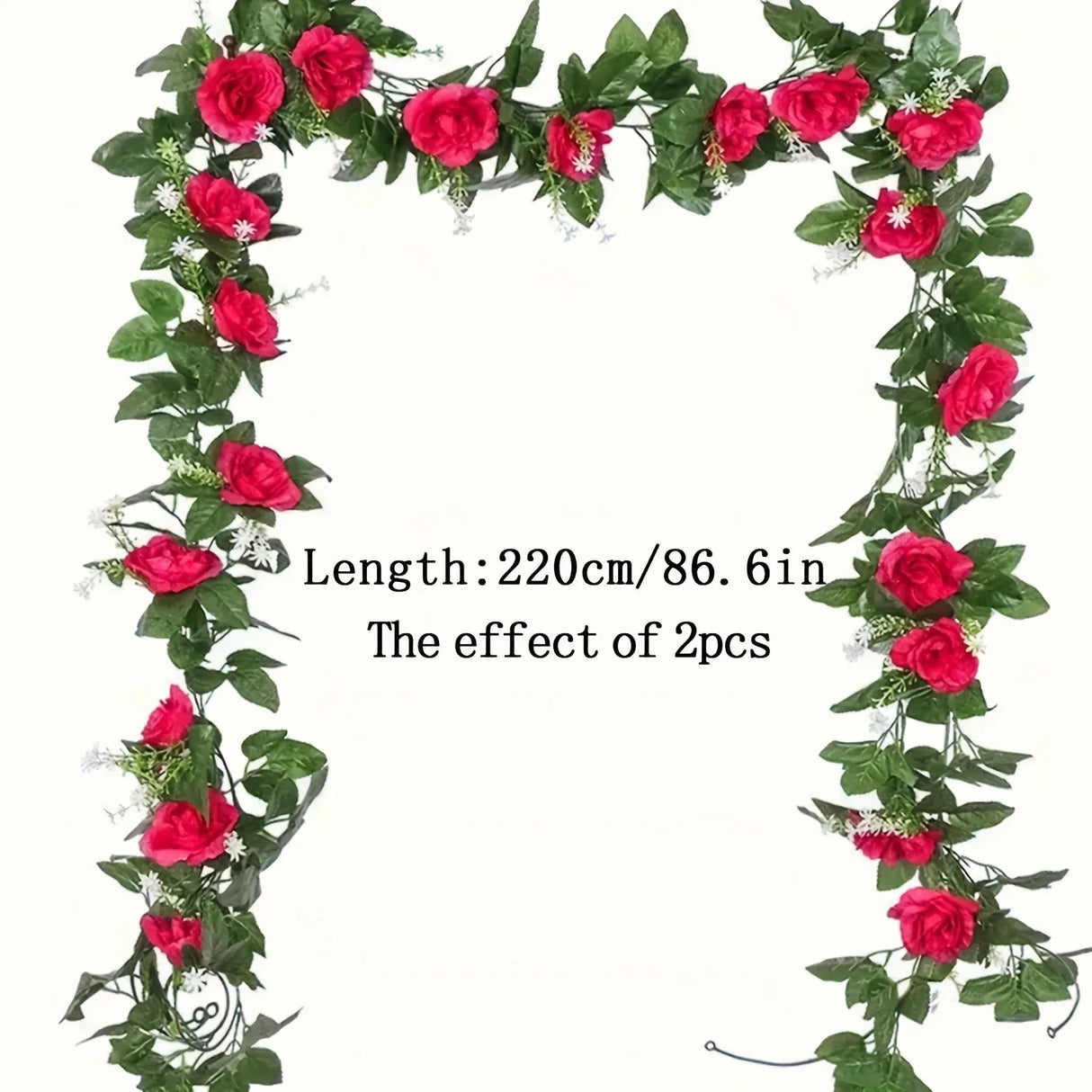 パーティー・インテリア装飾|造花シルクローズガーランド(約2.2M)