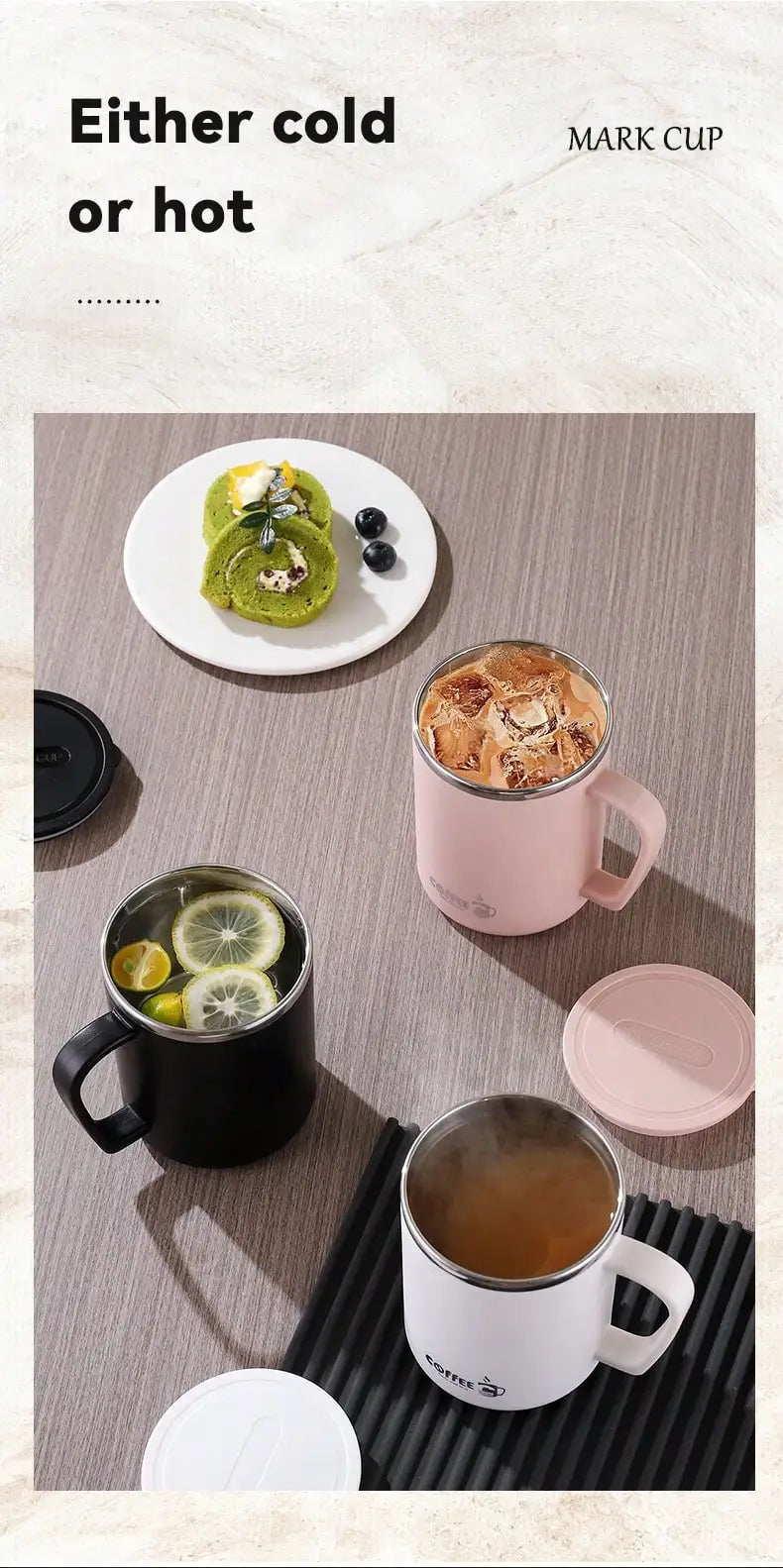 |イベント・ノベルティ用品 | 二重断熱フタ付きステンレスマグカップ | 480ml