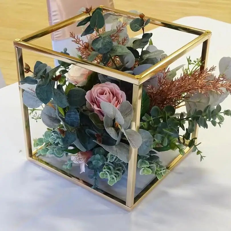 結婚式・インテリア装飾|ゴールドキューブフラワースタンド