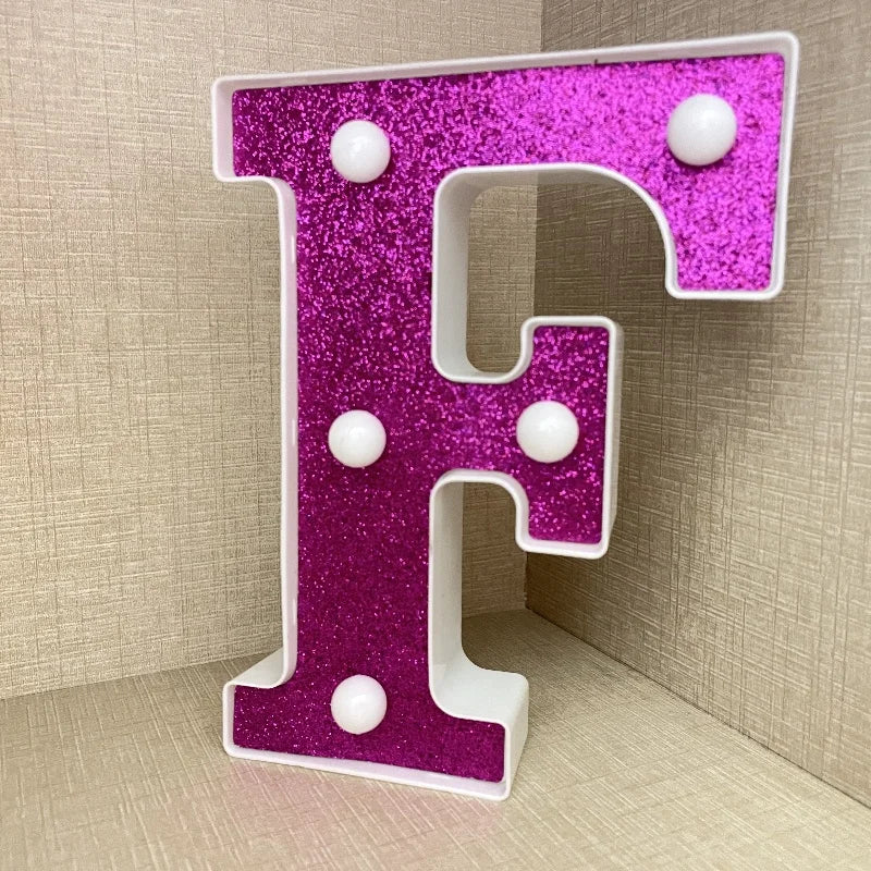 【LED装飾】LEDライト・デコレーションライト(ハート/アルファベット/数字)ピンク パープル 16cm PVC