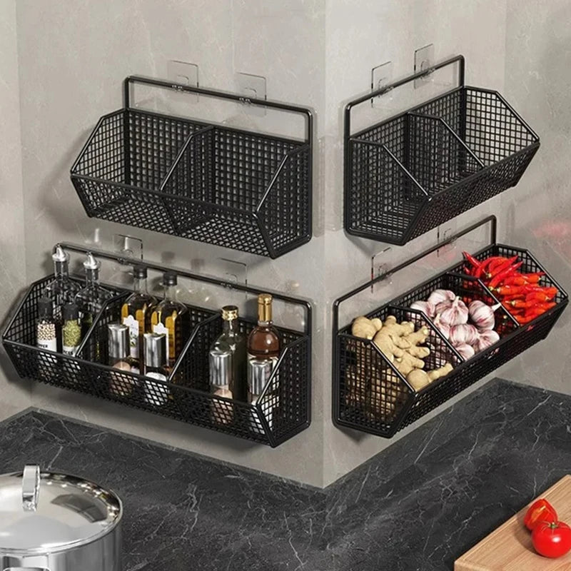 パンチフリー壁掛けキッチン収納ラック