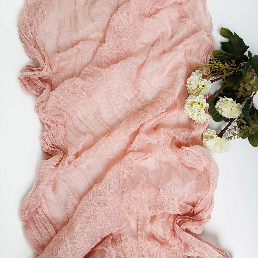 インテリア・パーティ装飾 | ワッシャー加工素材テーブルランナー | 全長0.5m/1.8m/3.4m/4m 結婚式に最適