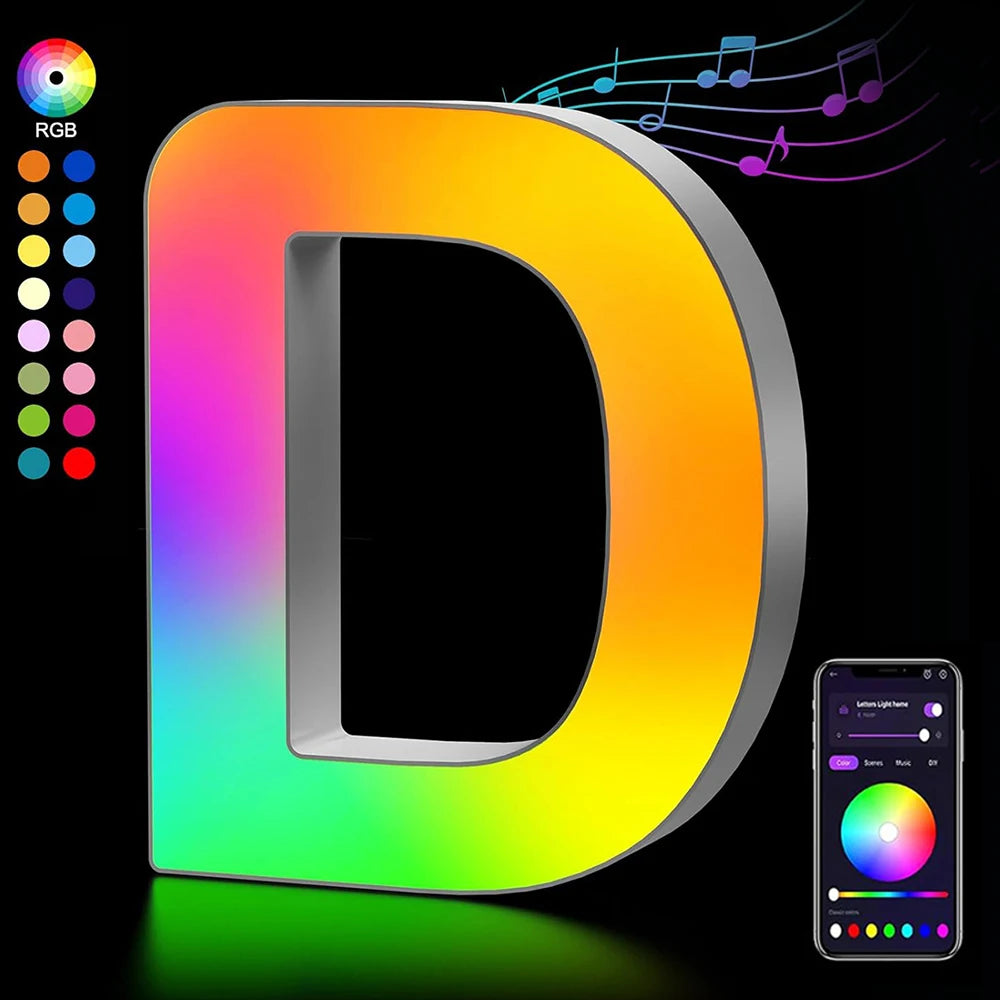 【LED装飾】LEDライト・デコレーションライト(数字/アルファベット)調光可能 レインボーカラー
