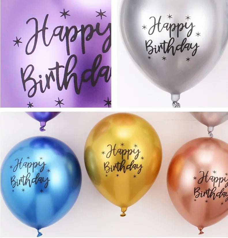 イベント・バルーン装飾 | バースデープリントメタリックバルーンセット | 10/20個