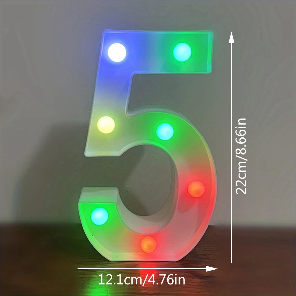 【LED装飾】LEDライト・デコレーションライト(アルファベット/数字)マルチカラー 22cm
