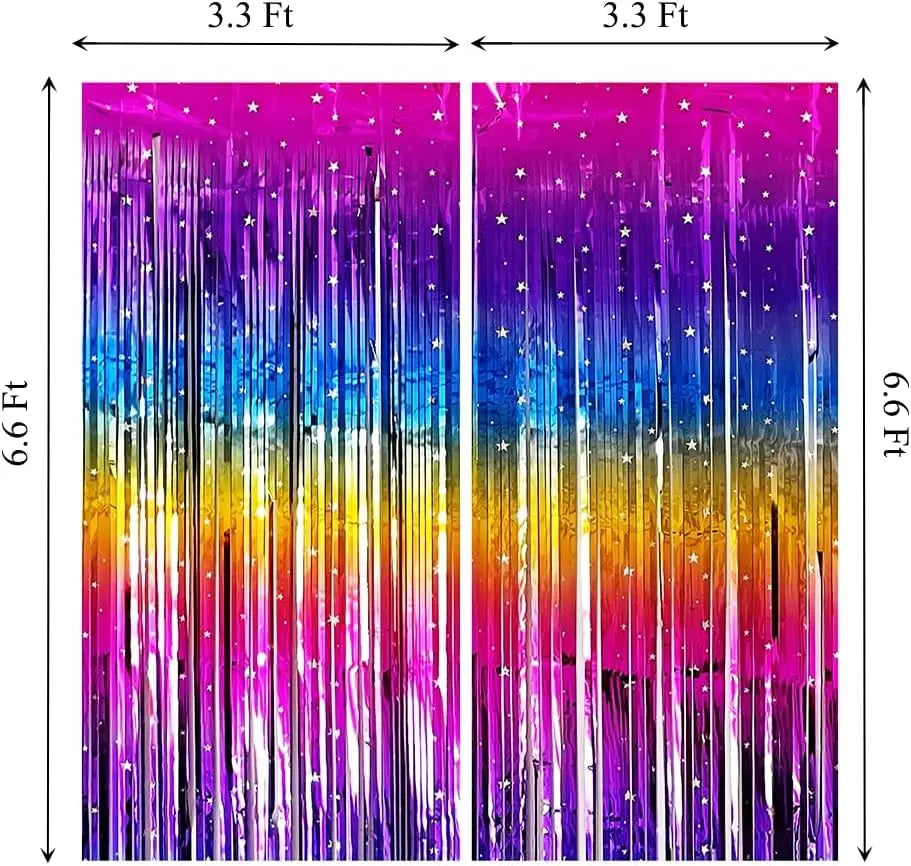 イベント・クリスマス装飾|レインボーグラデーションティンセルカーテン