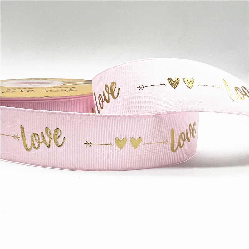 グログラン LOVEリボン 25mm 幅 5ヤード