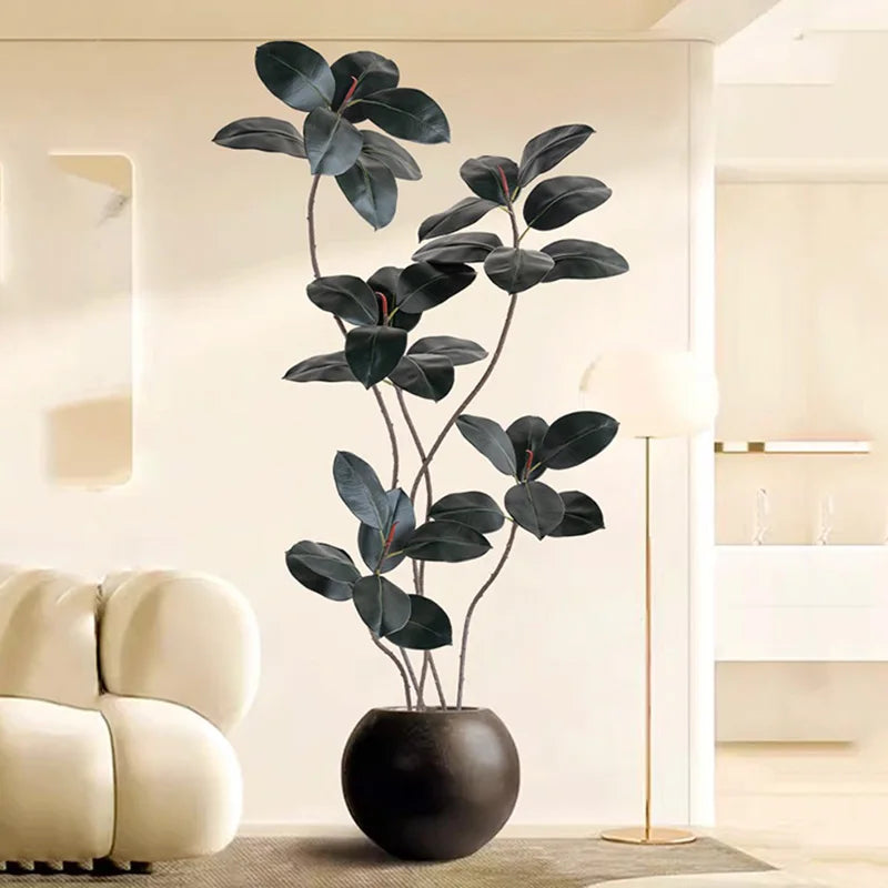 70インチの大型人工植物・フェイクフィカスツリーの枝・プラスチックゴムの葉・背の高い緑の風景