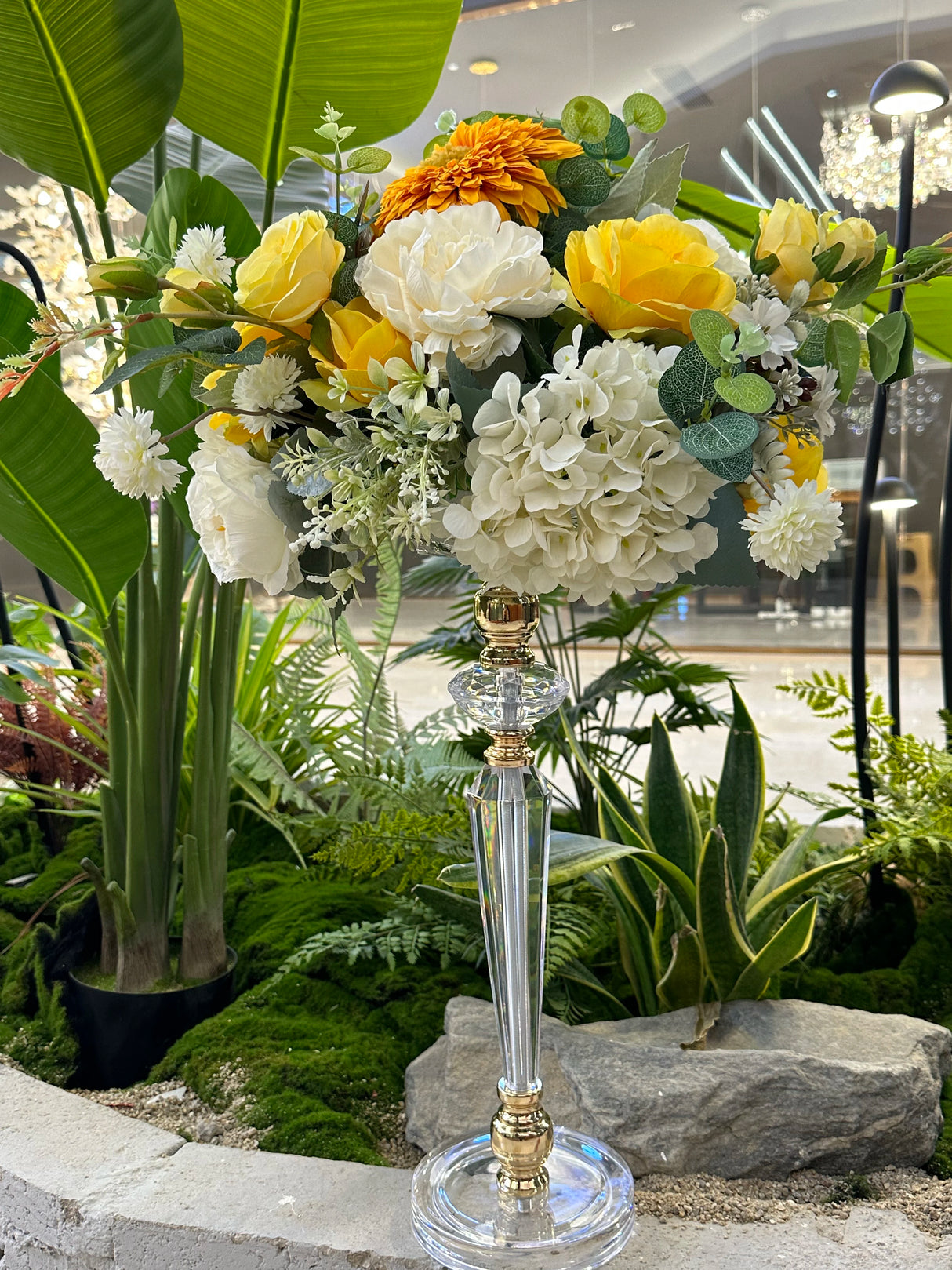 結婚式・インテリア装飾|高さ48cmアクリル製ゴールド&シルバー花瓶