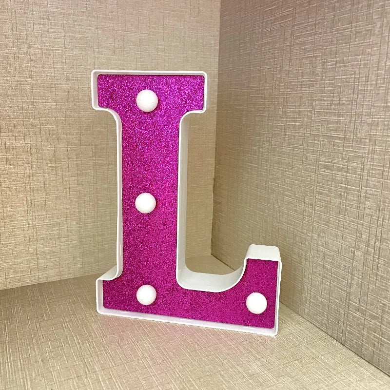 【LED装飾】LEDライト・デコレーションライト(ハート/アルファベット/数字)ピンク パープル 16cm PVC