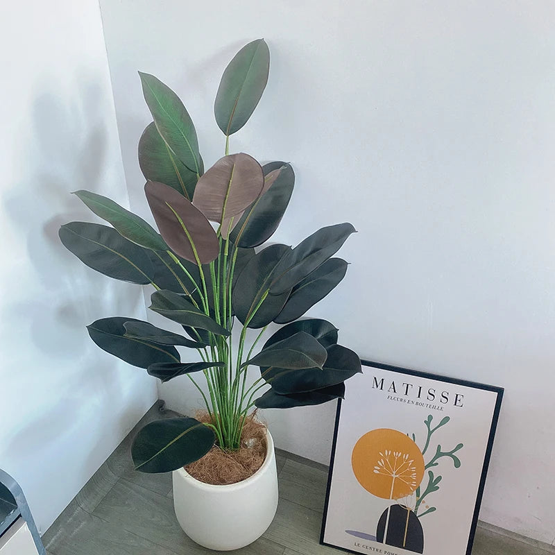 70インチの大型人工植物・フェイクフィカスツリーの枝・プラスチックゴムの葉・背の高い緑の風景