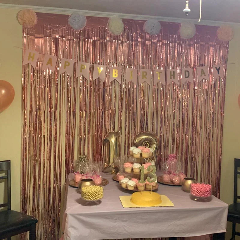 パーティー・インテリア用装飾 キラキラ!ホイル素材カーテン 2Pセット 華やか演出